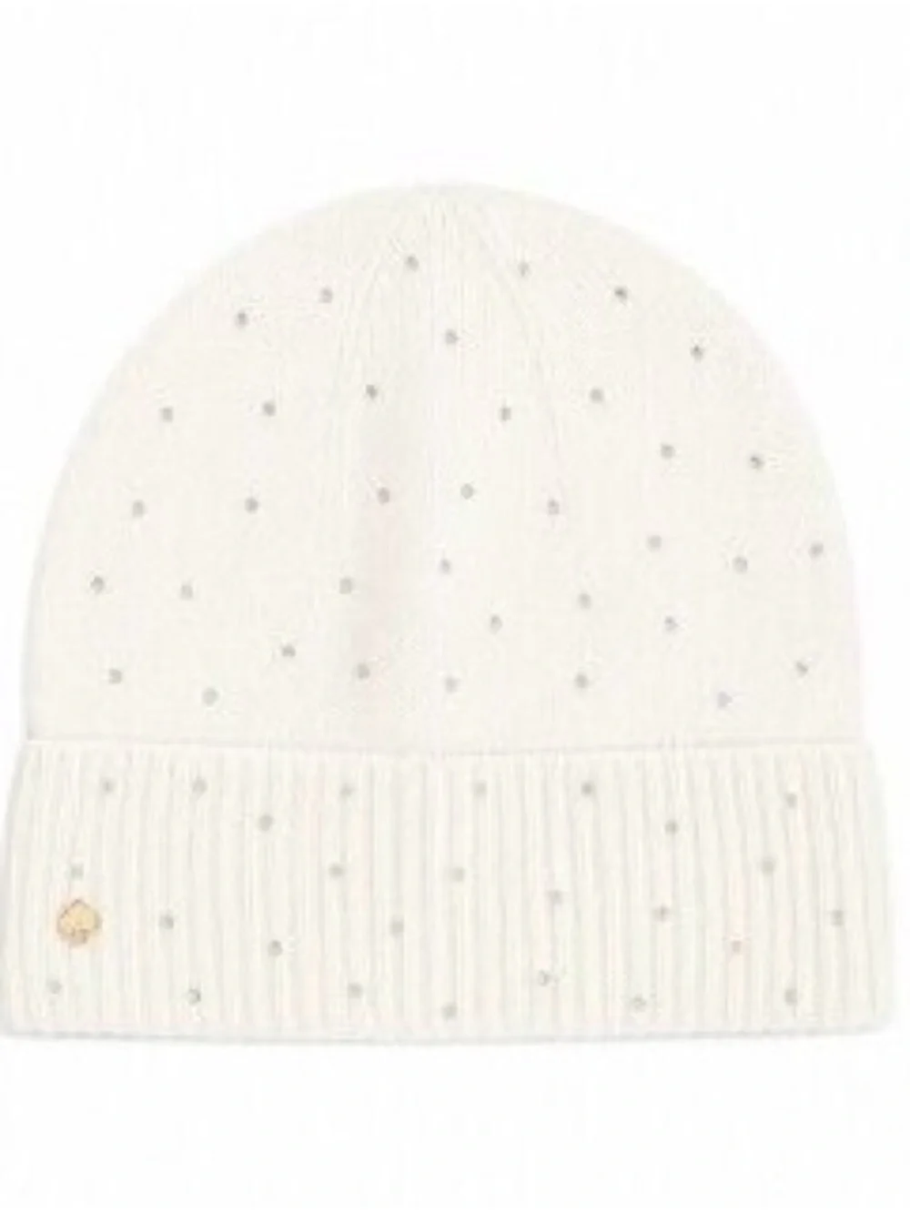 kate spade Ivory Knit Beanie with Crystal Studs